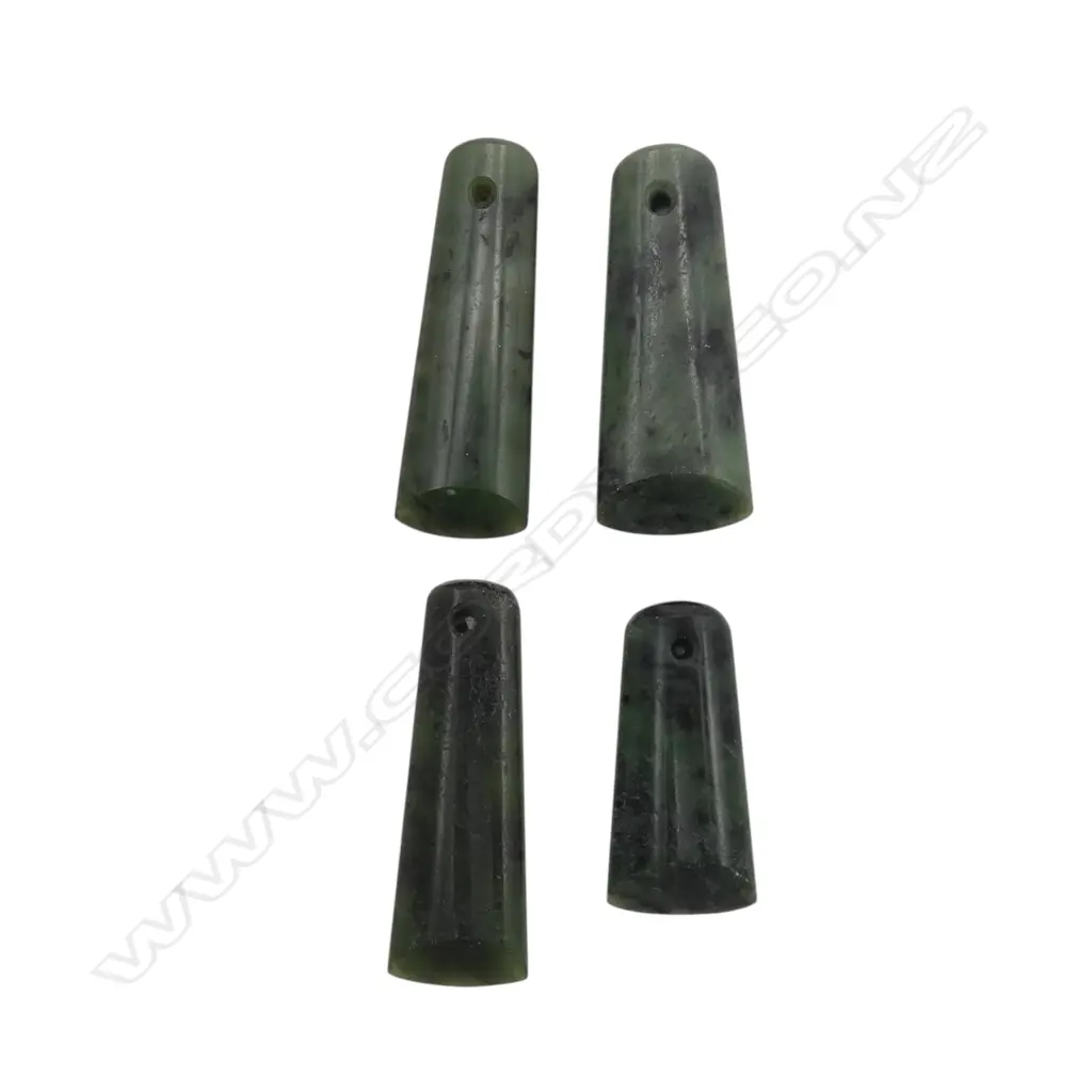 4  CARVED toki adze form POUNAMU PENDNATS new old stock Image 1++