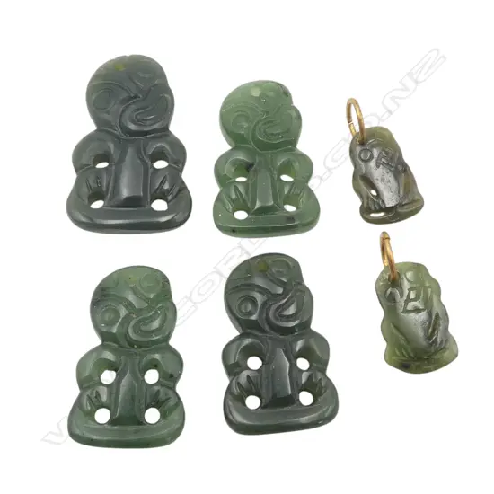 6 CARVED SMALL POUNAMU HEI TIKI PENDANTS