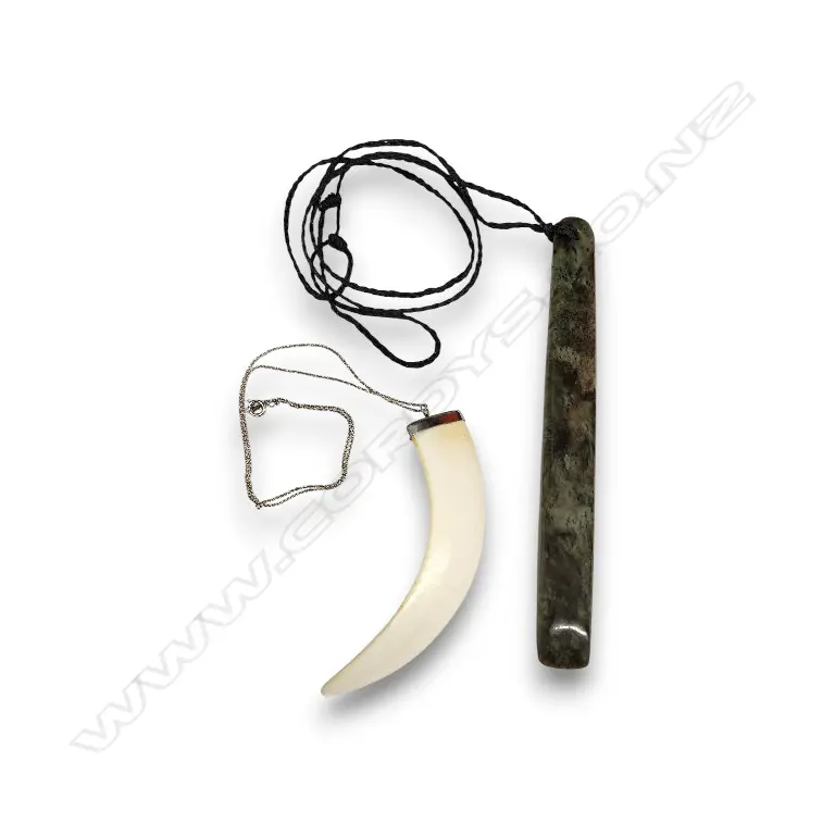 GREEN STONE PENDANT AND TUSK PENDANT Image 1++