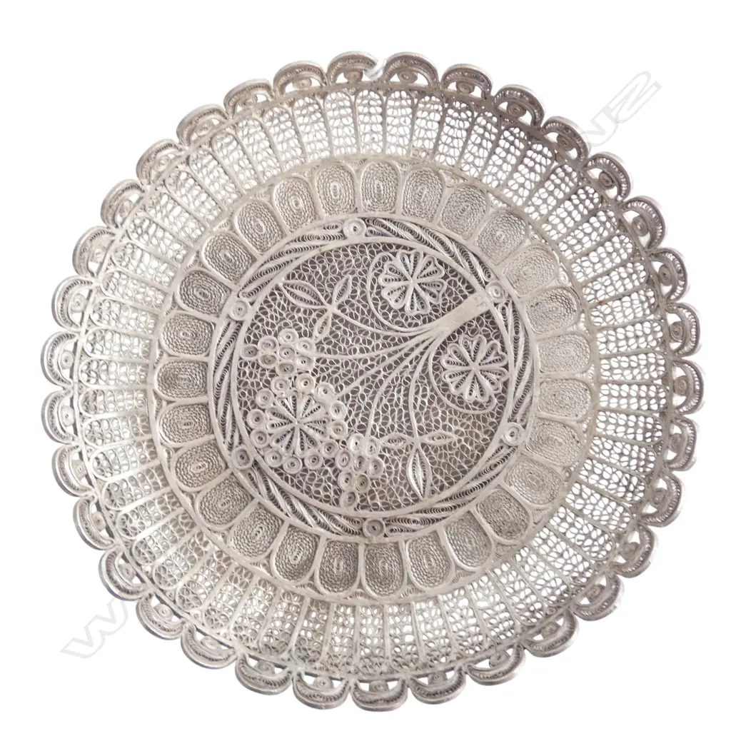850 SILVER FILIGREE DISH 145mm dia 183gms Image 1++