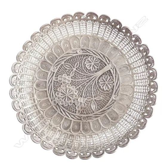 850 SILVER FILIGREE DISH 145mm dia 183gms