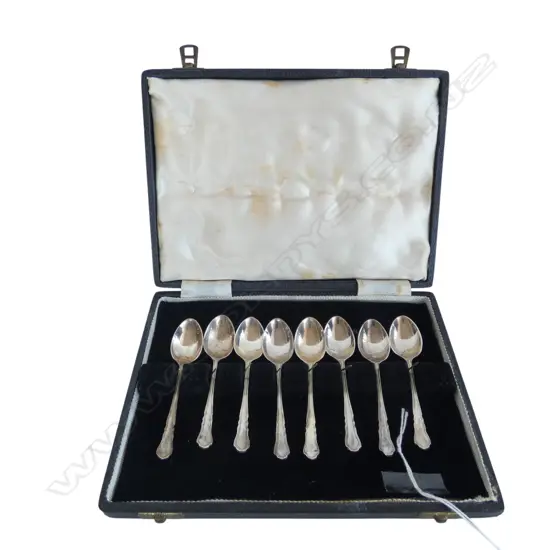 CASED SET OF 8 STG SILVER COFFEE SPOONS, SHEFFIELD 1957, 69gms