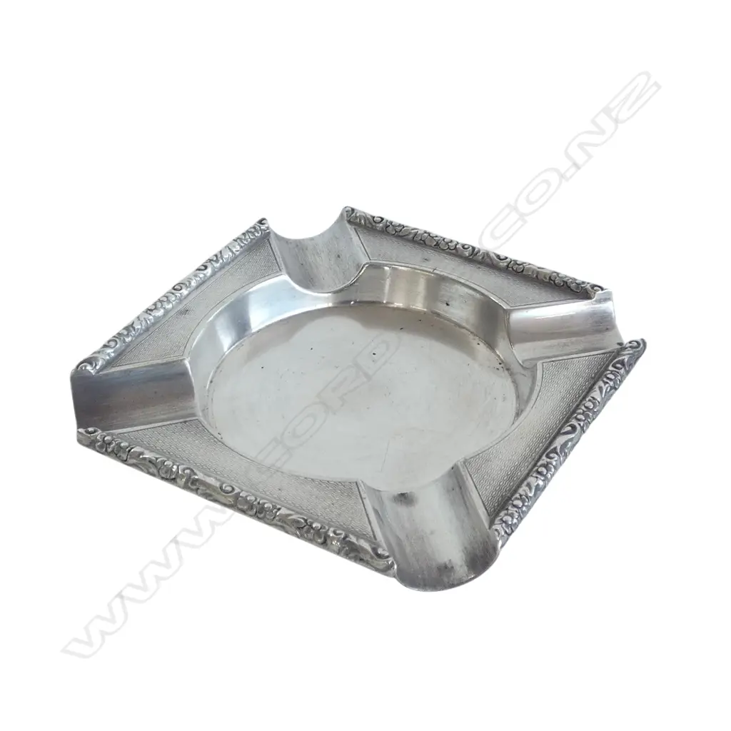 STG SILVER ASHTRAY, LONDON 1948 105x105mm 137gms Image 1++