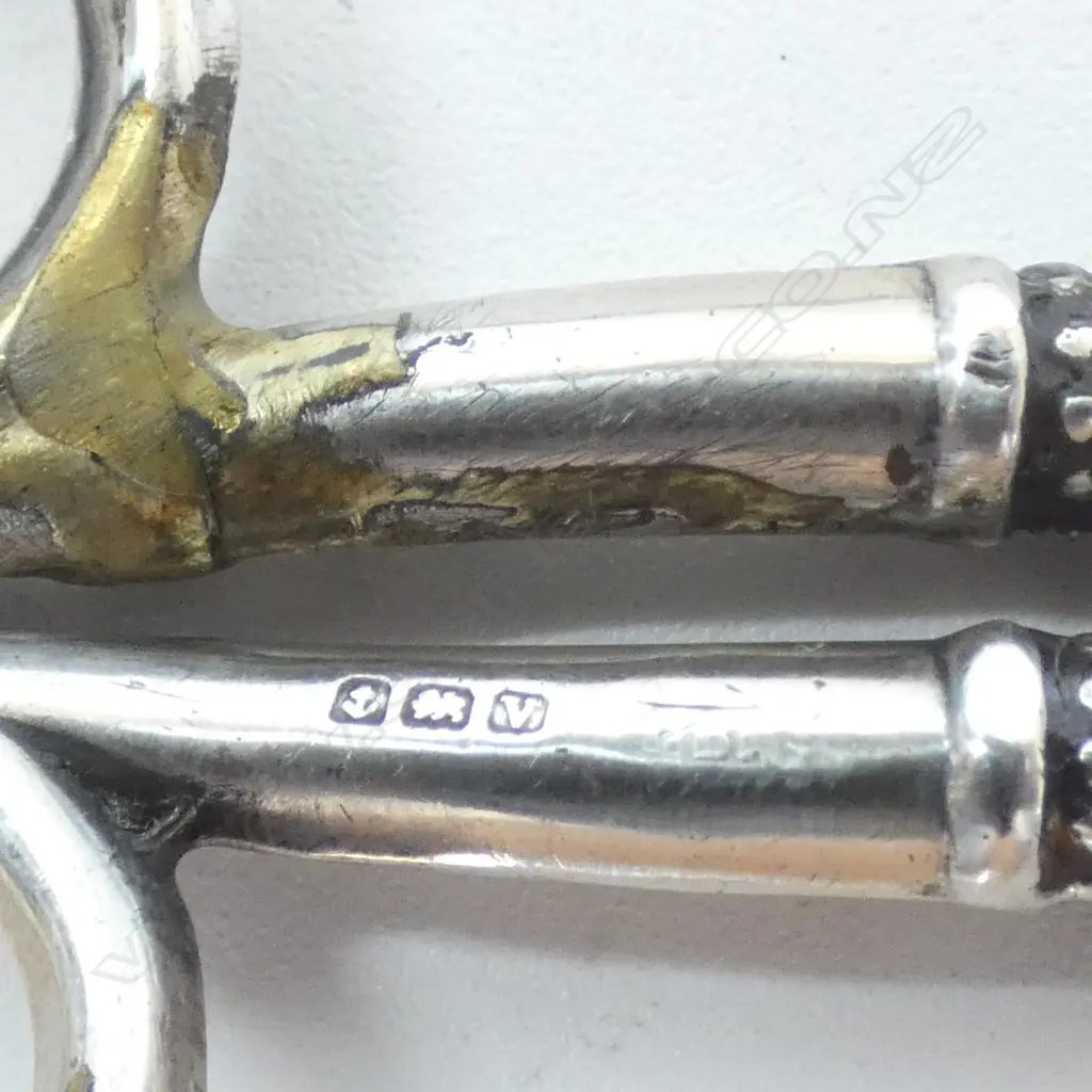 7 PRS SCISSORS, STG SILVER HANDLES L.120mm ONE HANDLE REPAIRED Image 1++