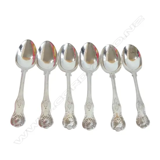 6 STG SILVER KINGS PATTERN DESSERT SPOONS L.185mm, 3x 1850, 3x 1899 397gms 