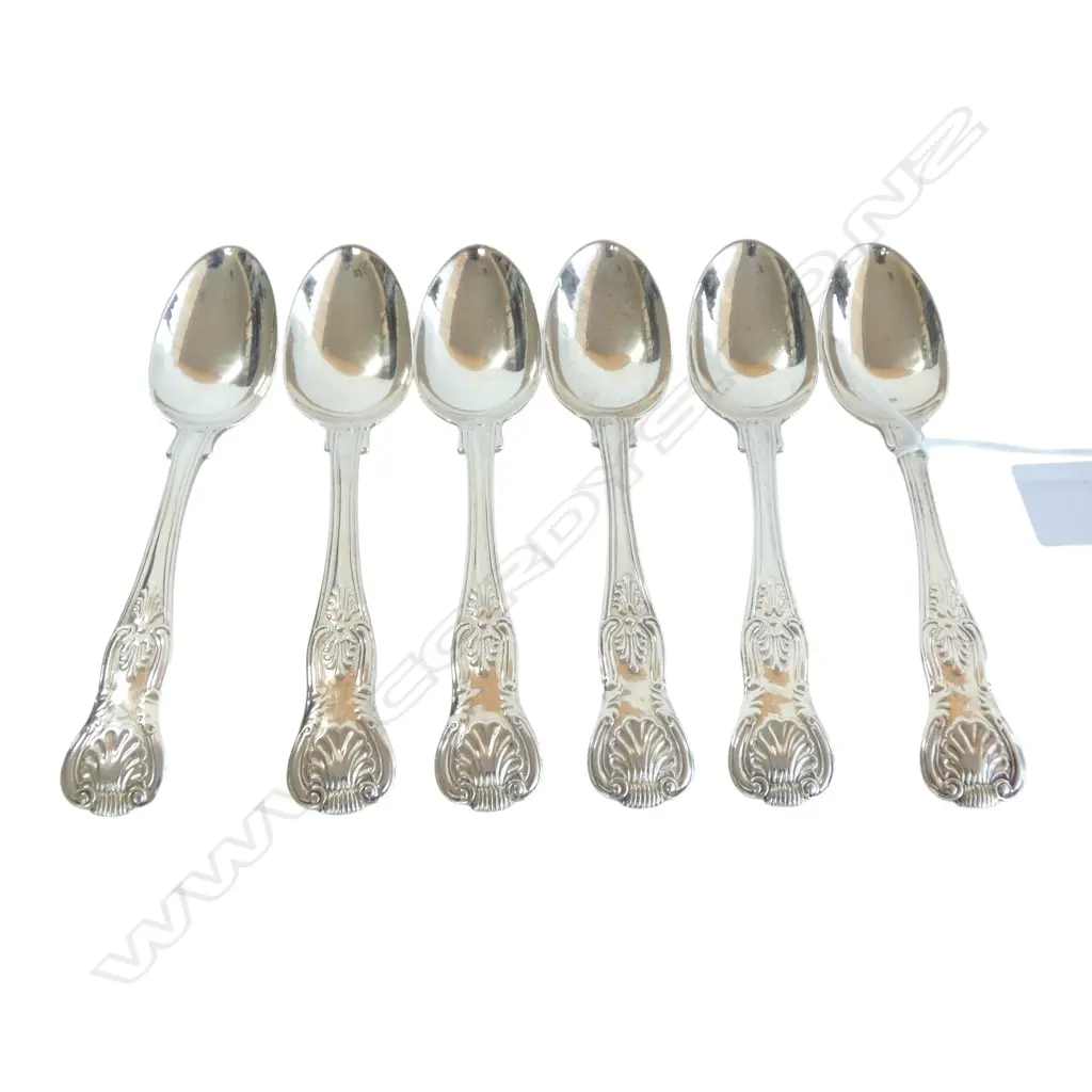 6 STG SILVER KINGS PATTERN TEASPOONS, LONDON 1850 255gms Image 1++