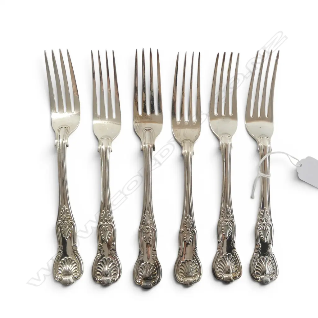 6 VICTORIAN STG SILVER KINGS PATTERN DINNER FORKS L.205mm, 619gms Image 1++