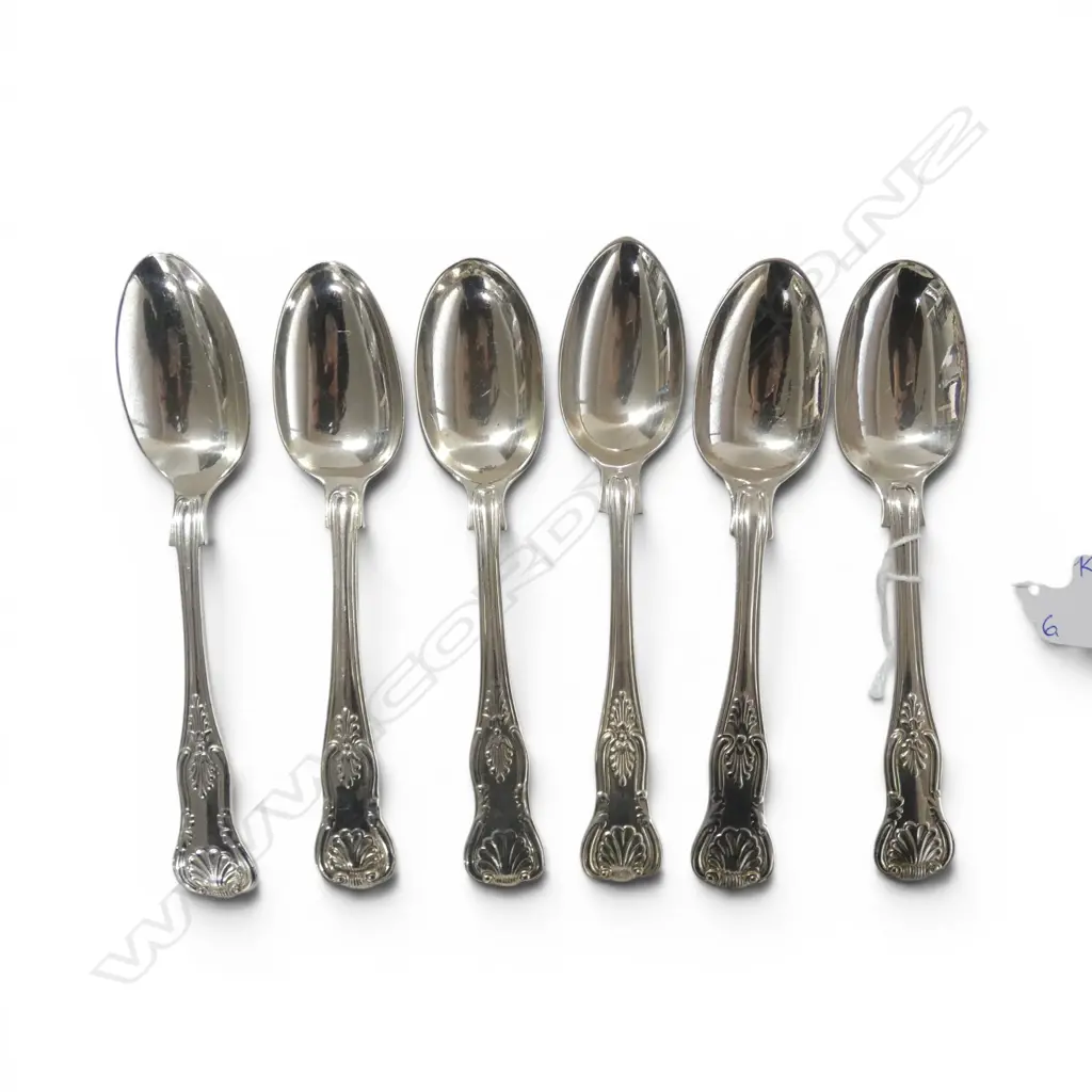 6 STG SILVER KINGS PATTERN TEASPOONS 230gms, ASST. DATES Image 1++