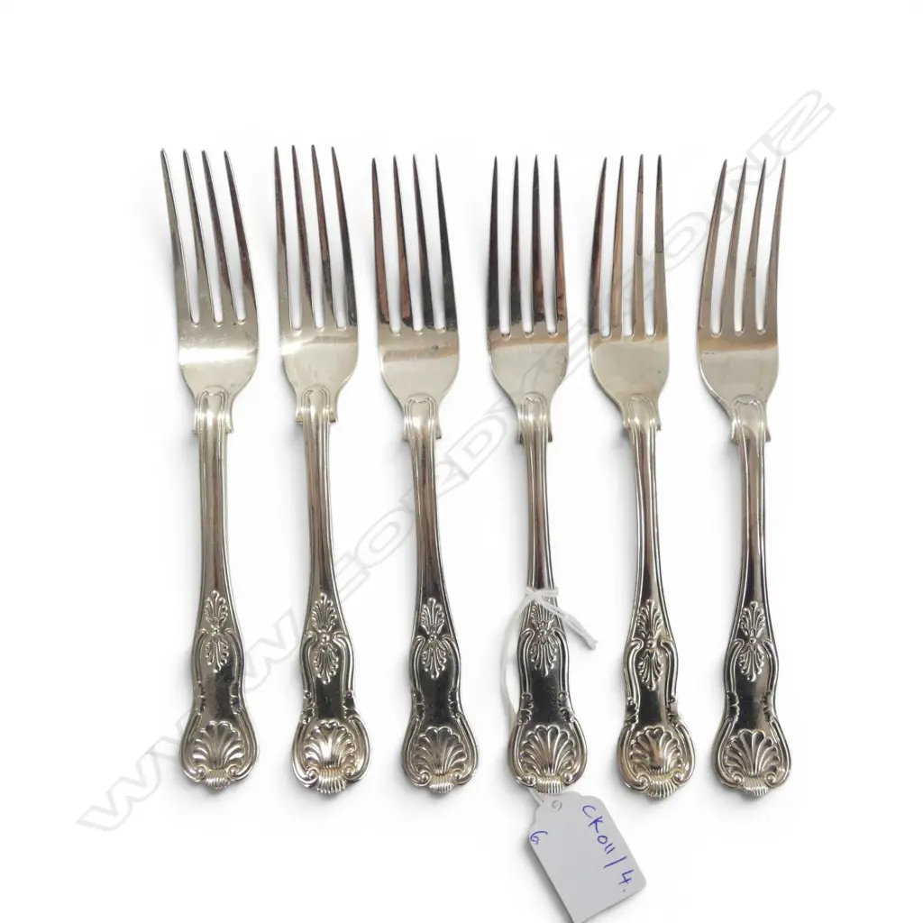 6 VICTORIAN STG SILVER KINGS PATTERN LUCHEON FORKS L.180mm, EXETER 1861-62 375gms Image 1++