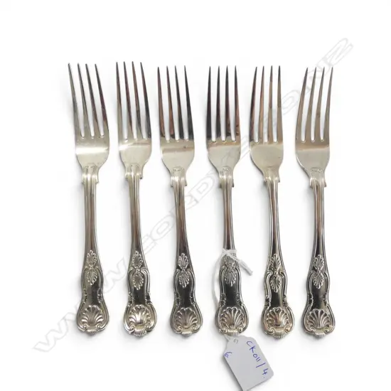 6 VICTORIAN STG SILVER KINGS PATTERN LUCHEON FORKS L.180mm, EXETER 1861-62 375gms