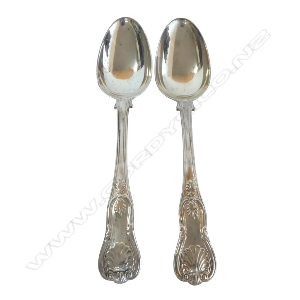 PR STG SILVER KINGS PATTERN TABLE SPOONS, LONDON 1827 L.220mm 218gms  Image 1++
