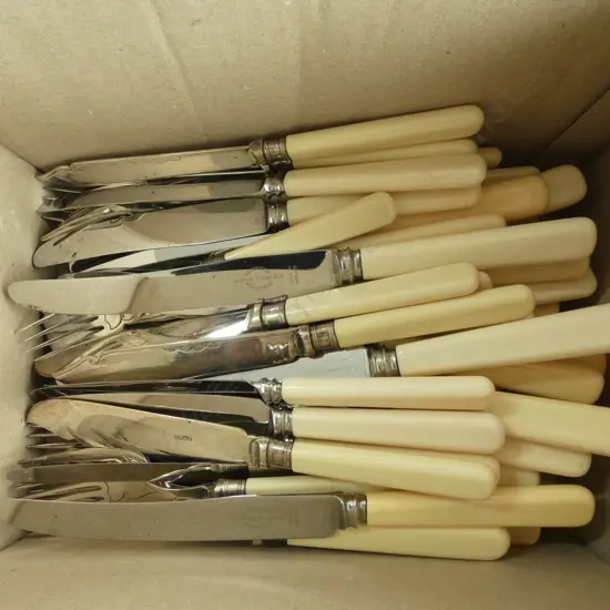 LG QTY OF ASST. CASIN/IVORINE 'BONE' HANDLE CUTLERY