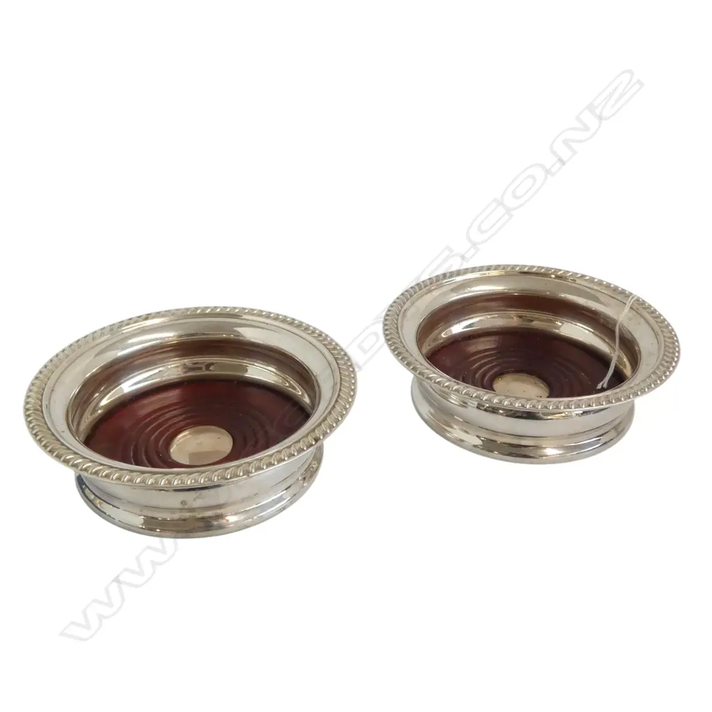 PR STG SILVER WINE COASTERS, BIRMINGHAM 1987, Dia.145mm Image 1++