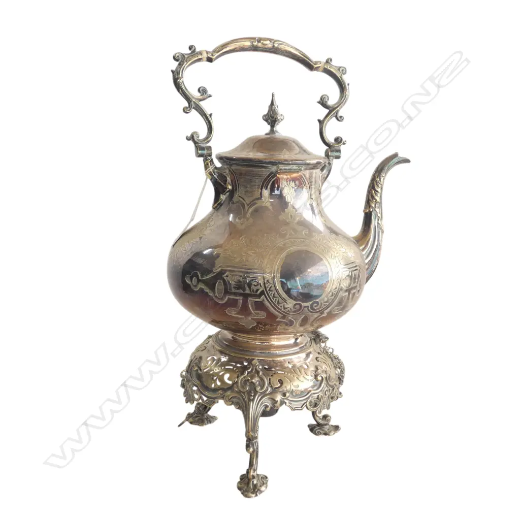LG SILVER PLATED SPIRIT KETTLE H.450mm Image 1++