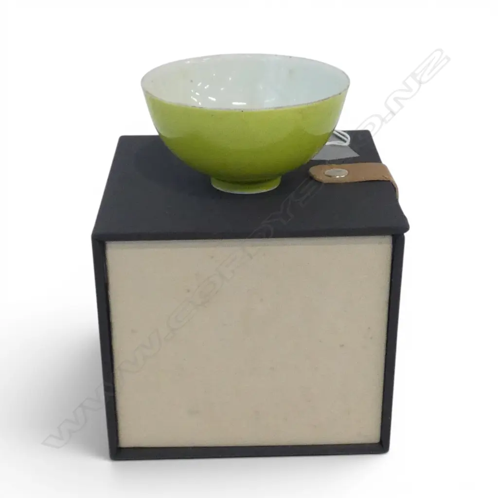 CHINESE GREEN GLAZED TEA CUP 80mm dia + BOX Image 1++