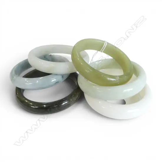 6 JADE BANGLES 65mm int. dia.