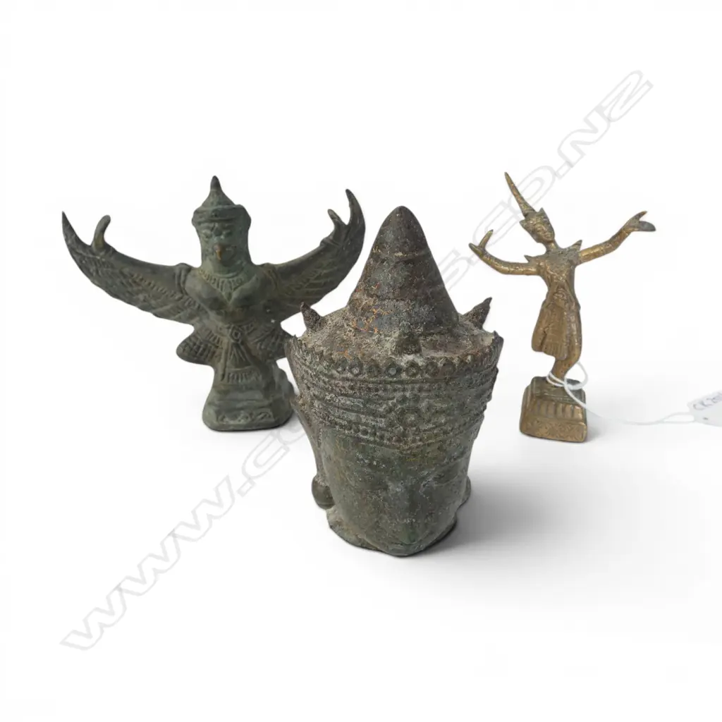 3 ORIENTAL METAL FIGURES H.105mm Image 1++