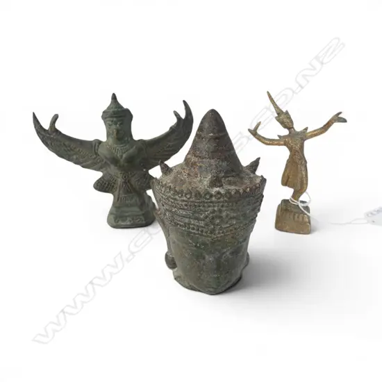 3 ORIENTAL METAL FIGURES H.105mm