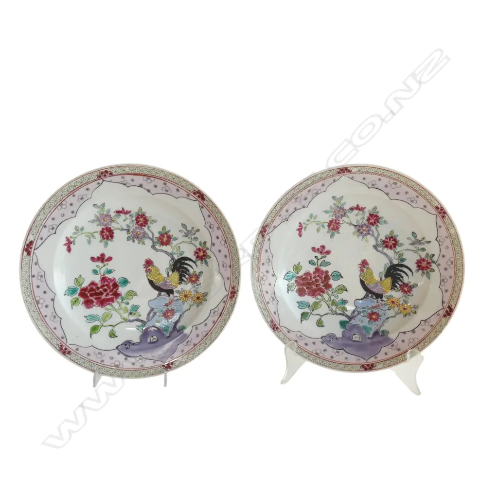 PR 18thC? CHINESE FAMILLE ROSE porcelain PLATES Dia.215mm Image 1++