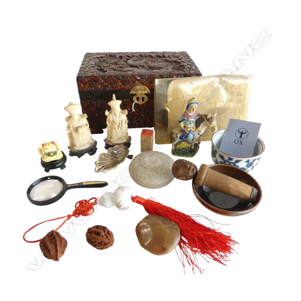 ORIENTAL CAMPHOR BOX W.240mm + ASST. CONTENTS Image 1++