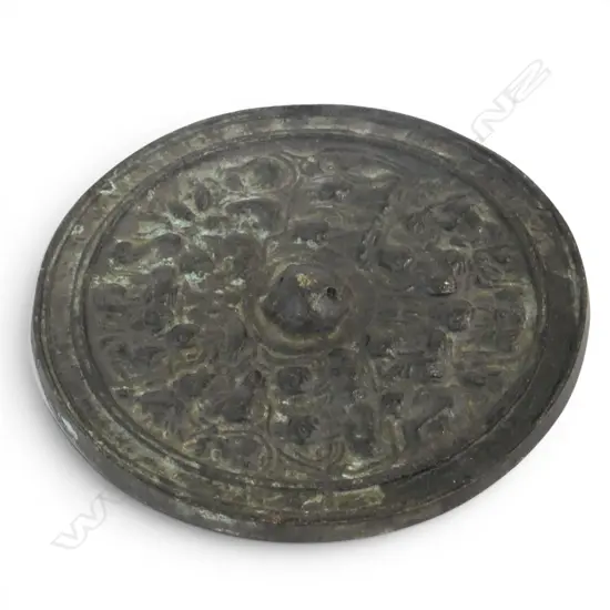 ORIENTAL ARCHIAC STYLE BRONZE MIRROR 115mm dia