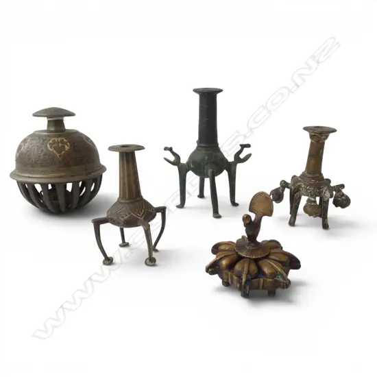 3 OLD METAL KOHL POTS H.135mm, BELL, CONTAINER