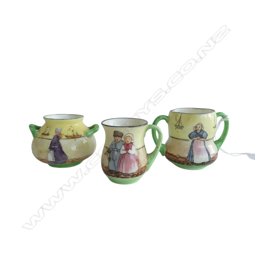 3 ROYAL DOULTON DUTCH HARLEM WARE MINIATURES, H.50mm Image 1++