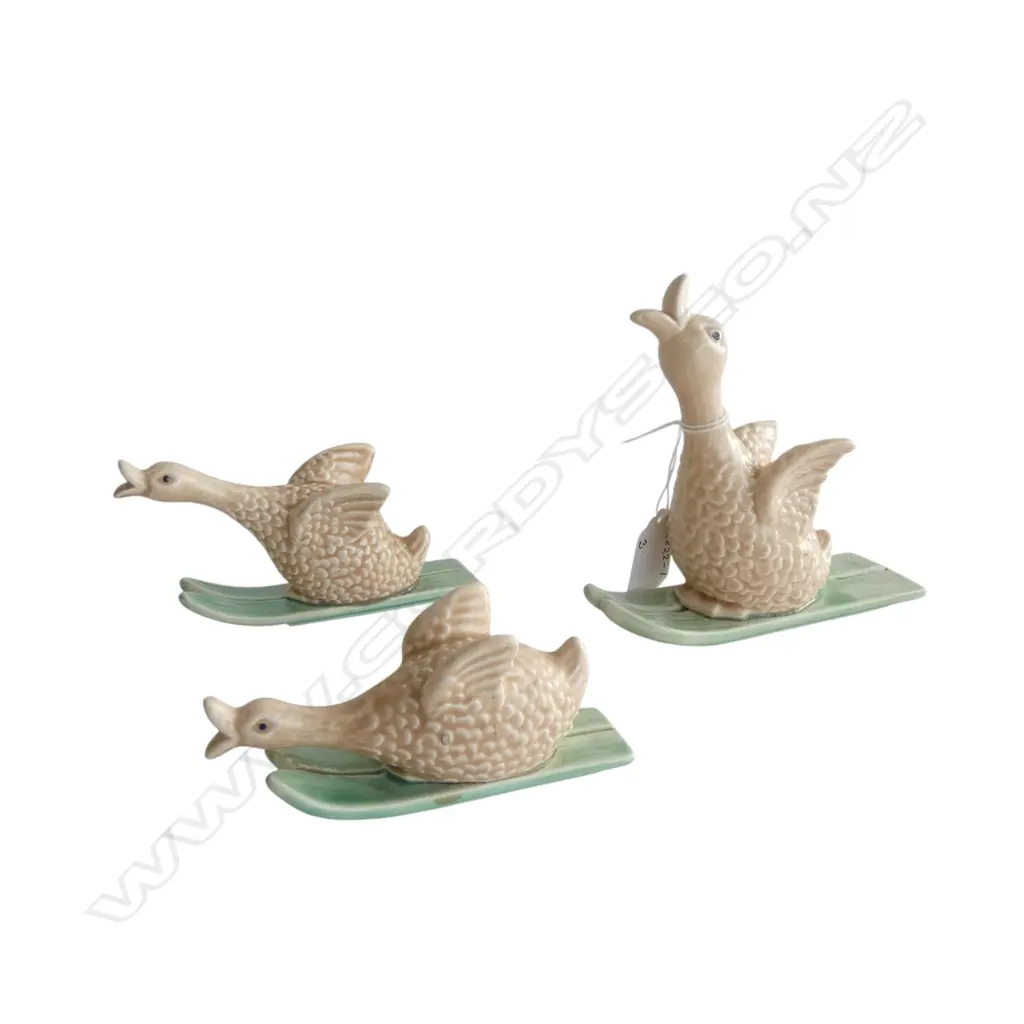 SYLVAC FULL SET 3 SKIING DUCKS, H.120,70,50mm Image 1++