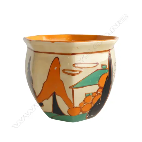 CLARICE CLIFF BIZARRE FANTASQUE SMALL TABLE JARDINIERE (faulted) Dia. 105mm