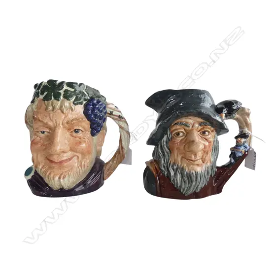 2 LARGE SIZE ROYAL DOULTON CHARACTER JUGS  RIP VAN WINKLE & BACCHUS H160MM