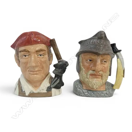 2 LARGE SIZE RD CHARACTER JUGS GLADIATOR  & BLACKSMITH H190MM