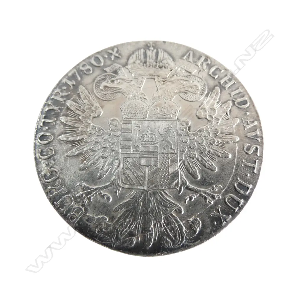 SILVER MARIA THERESA THALER 1780 COIN, 28gm, S.F. Schöbl and Füger Vienna Mint Image 1++