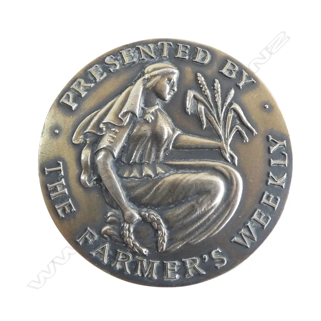 SILVER MEDALLION PRESENTED by FARMER'S WEEKLY, HALLMARKED, INCLDS STH AFRICAN MINT, 24.67gm Image 1++