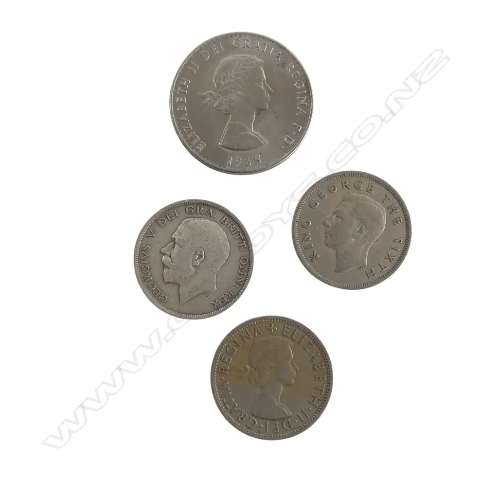NINE HALF CROWNS 1919, 1921, 1943x2, 1949x4, 1957 & NZ Churchill Crown Image 1++
