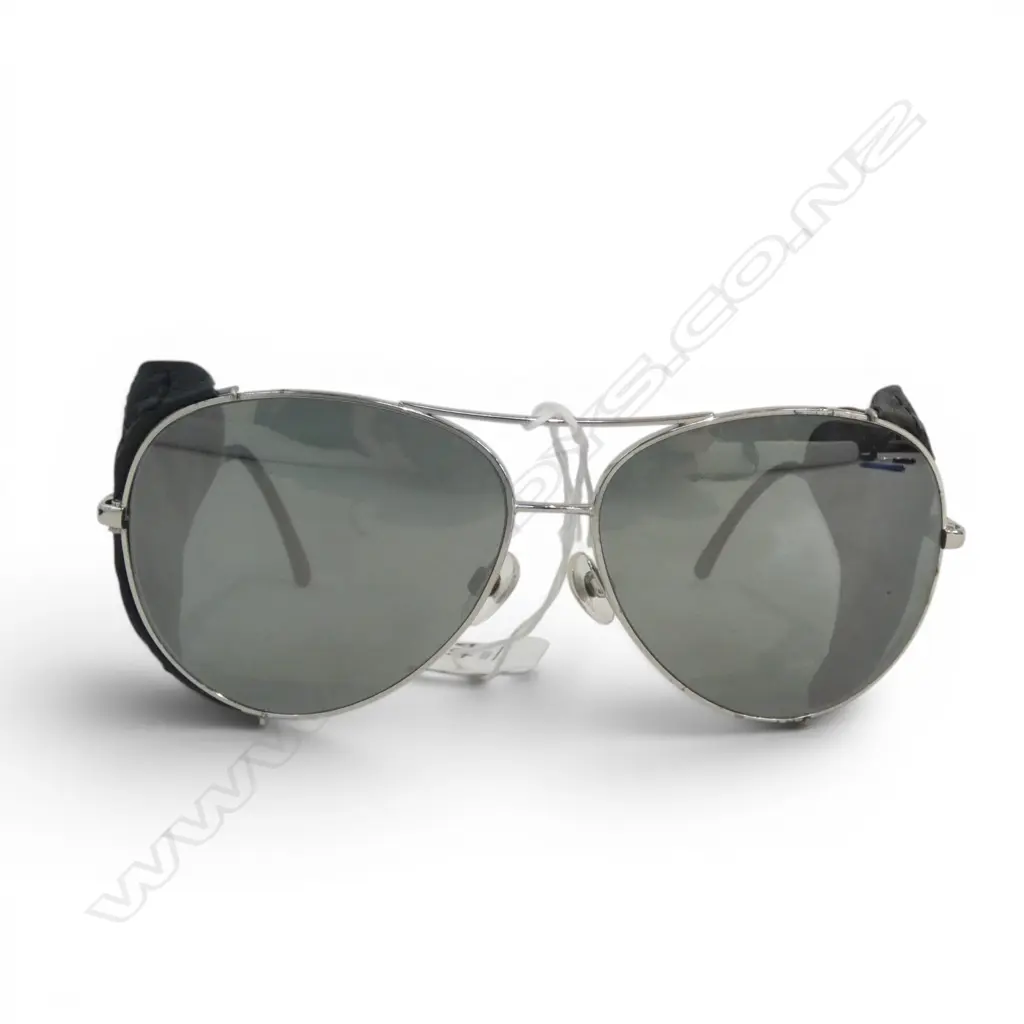CHANEL AVIATOR SUNGLASSES FEATURE WITH LEATHER SIDE SHIELDS AND A SILVER-TONE METAL FRAME - COPY? PRESCRIPTION GLASSES Image 1++