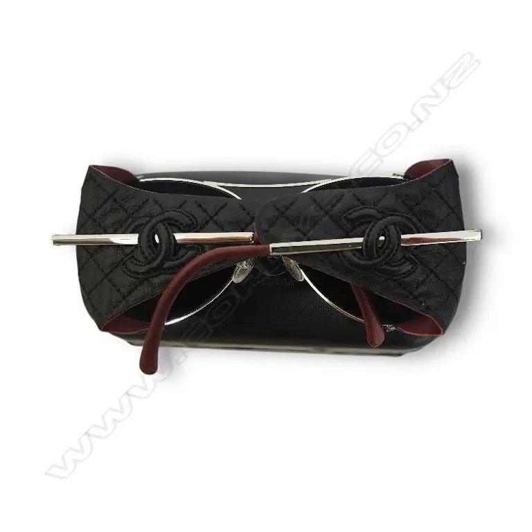 CHANEL AVIATOR SUNGLASSES FEATURE WITH LEATHER SIDE SHIELDS AND A SILVER-TONE METAL FRAME - COPY? PRESCRIPTION GLASSES Image 1++