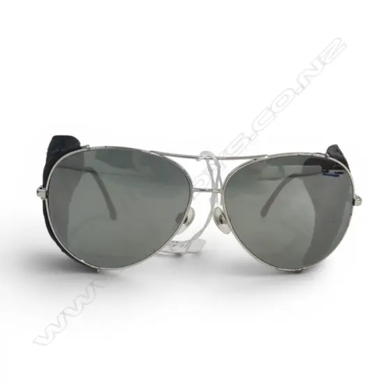 CHANEL AVIATOR SUNGLASSES FEATURE WITH LEATHER SIDE SHIELDS AND A SILVER-TONE METAL FRAME - COPY? PRESCRIPTION GLASSES