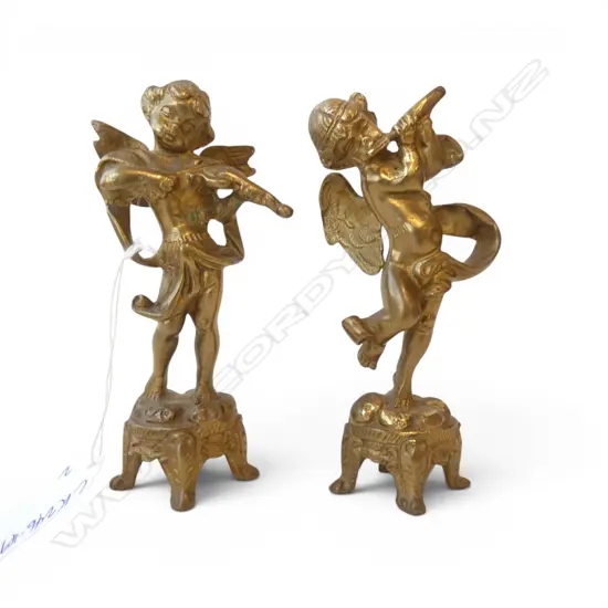 PR VINTAGE BRASS CHERUB MUSCIANS H.145mm