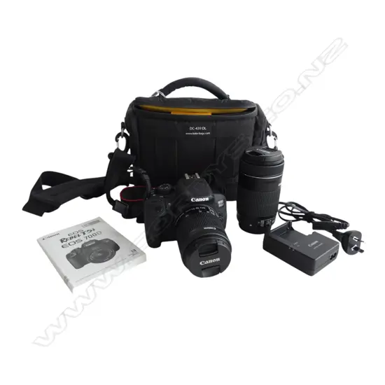 CANON EOS 700D DSLR CAMERA WITH TWO CANON LENSES: 18-55MM AND 55-250M w. CHARGER, CAMERA BAG AND HANDBOOK touch screen