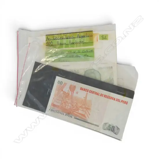 UNCIRCULATED 500 PESOS BANK NOTE + PERU 50 SOL BANK NOTE