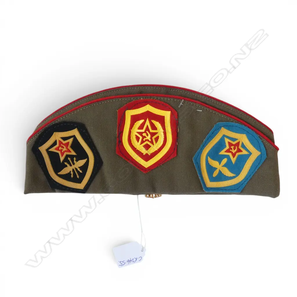 SOVIET STYLE PILOTKS SIDE CAP with various medals & badges Image 1++