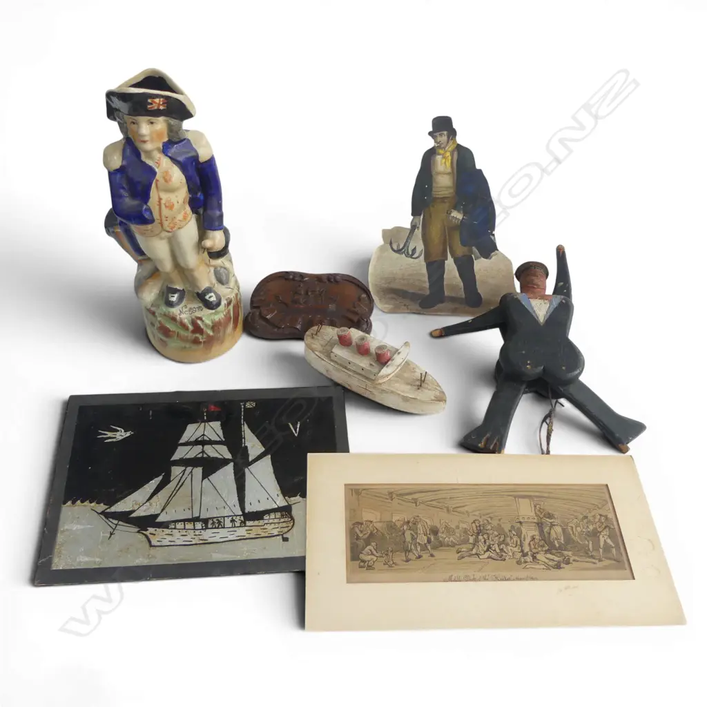 7 SAILOR THEMED ITEMS; NELSON JUG H.280mm, WOODEN SAILOR ETC Image 1++