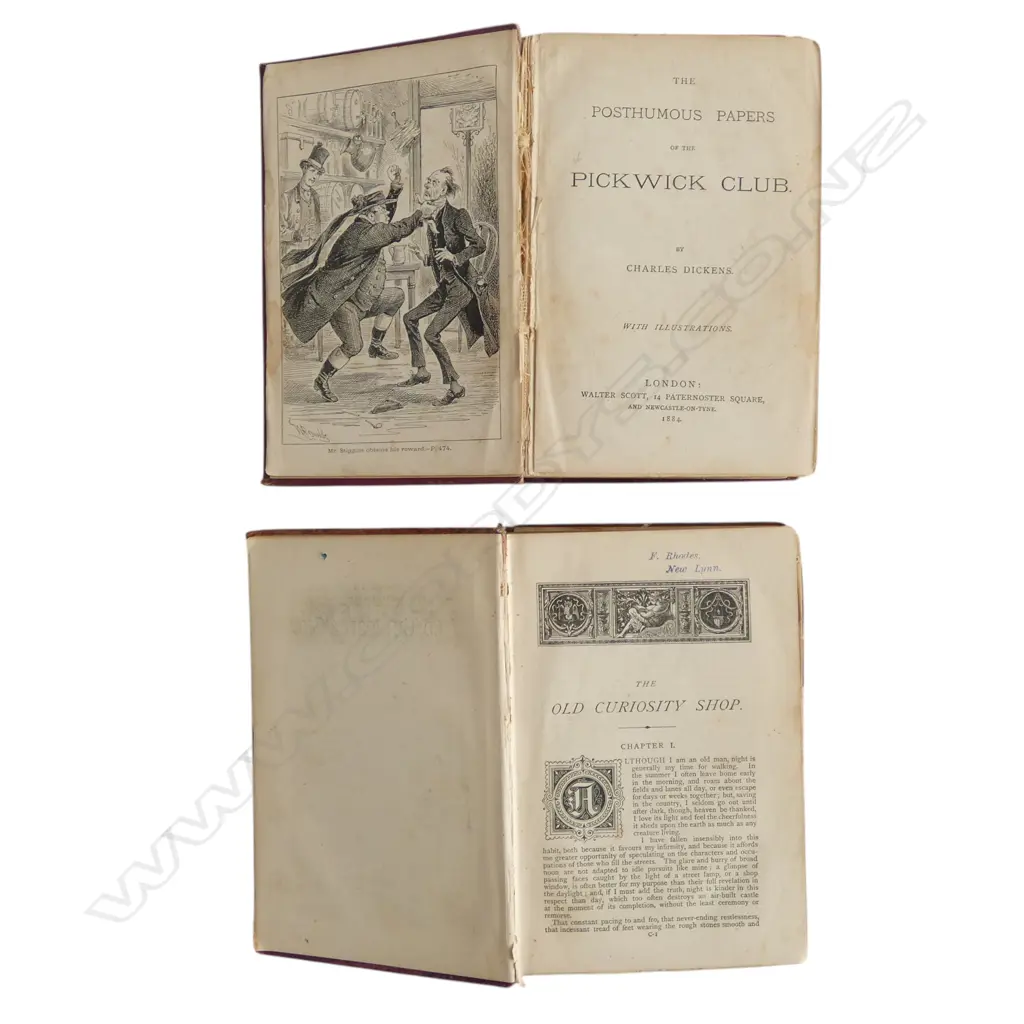 2 ANTIQUE NOVELS; PICKWICK & OLD CURIOSITY SHOP Image 1++