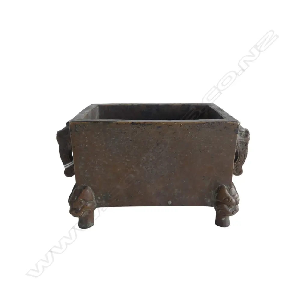ORIENTAL ARCHAIC STYLE BRONZE FOOTED CONTAINER H.70mm Image 1++