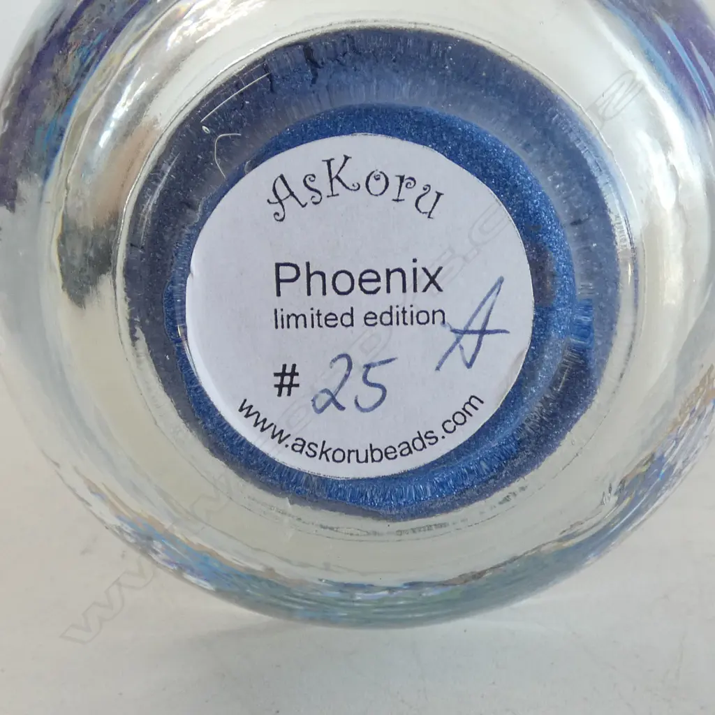Phoenix glass blue bird with feather Totem. Ltd.Ed. #25. Askoru Beads. 2009. H.290mm Image 1++