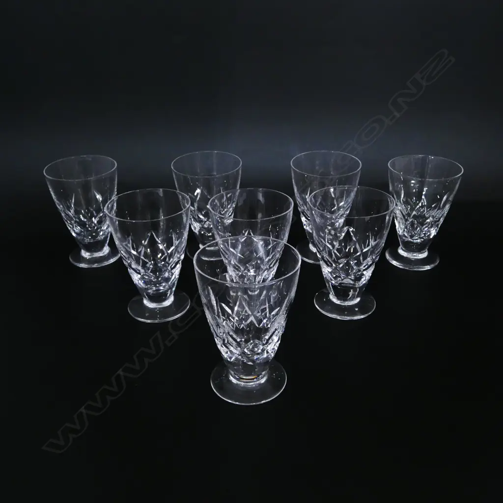 EIGHT STUART CUT CRYSTAL JUICE GLASSES, H.98MM Image 1++