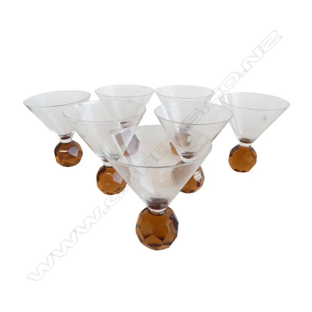 7 GLASSES w. AMBER FACETED BASE H.140mm Image 1++