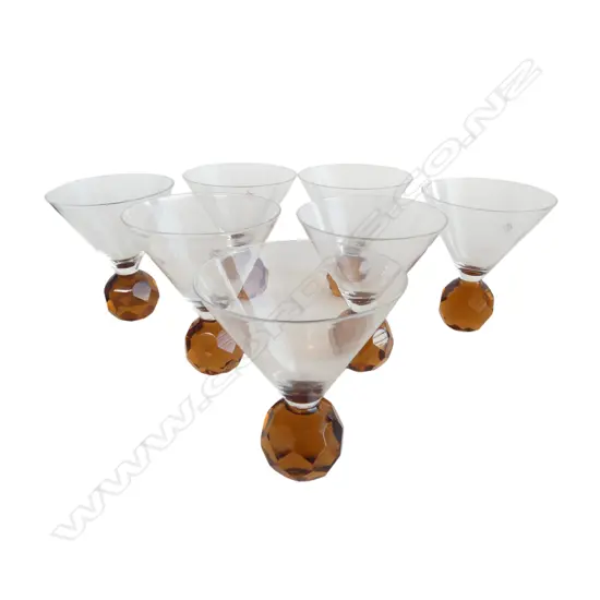 7 GLASSES w. AMBER FACETED BASE H.140mm