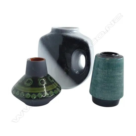 THREE MID CENT. WEST GERMAN VASES, H.245,180 & 160mm