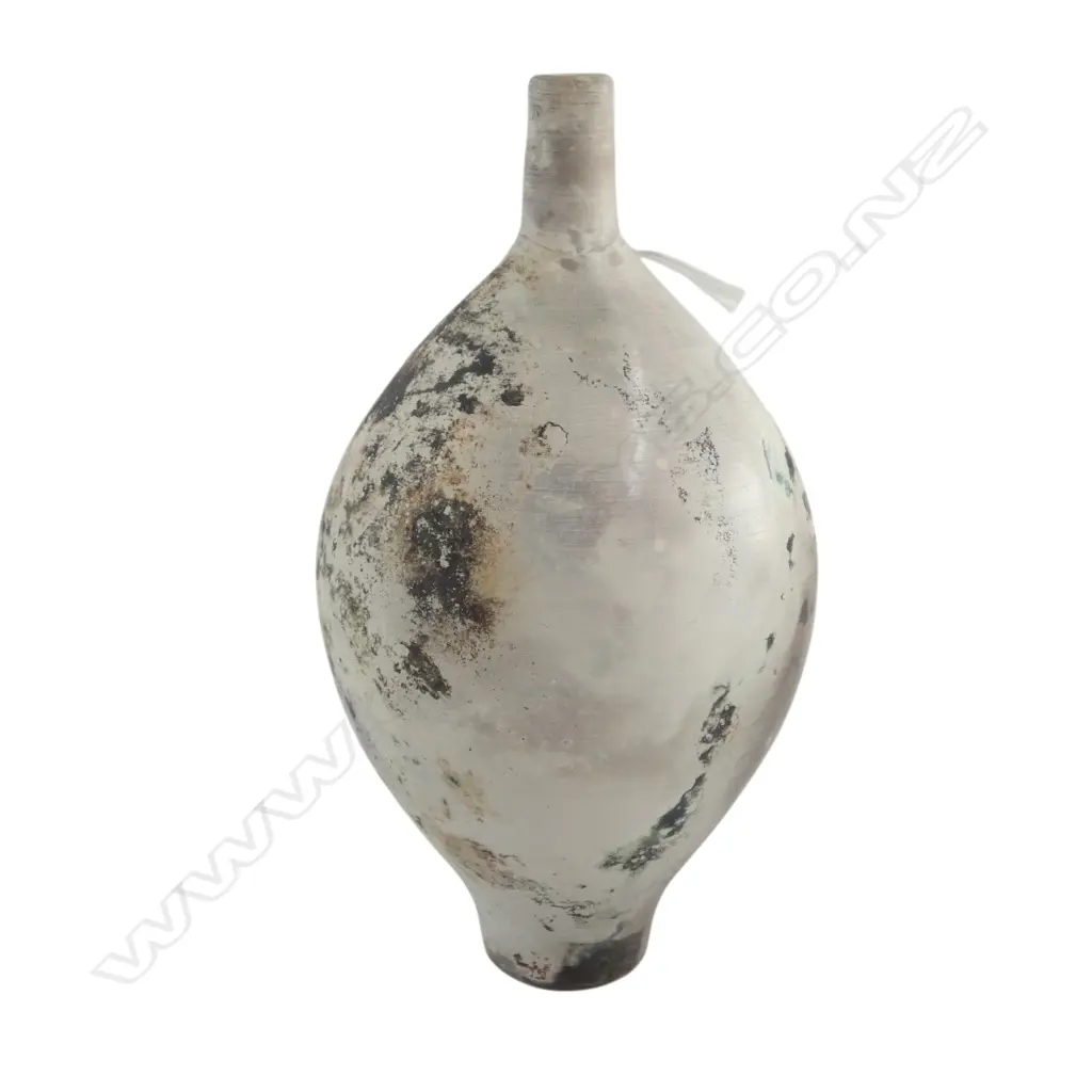 Graham Ambrose 'Pit Fired Tear Drop Orb' ceramic vase. Repair to neck. H.150mm. See biographical details on previous lot Image 1++